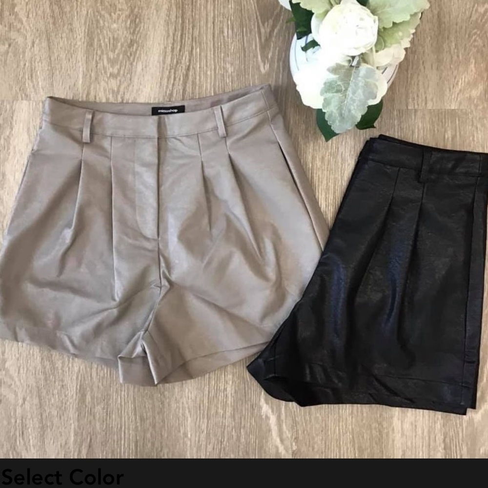 New Black Leather Shorts with Pockets